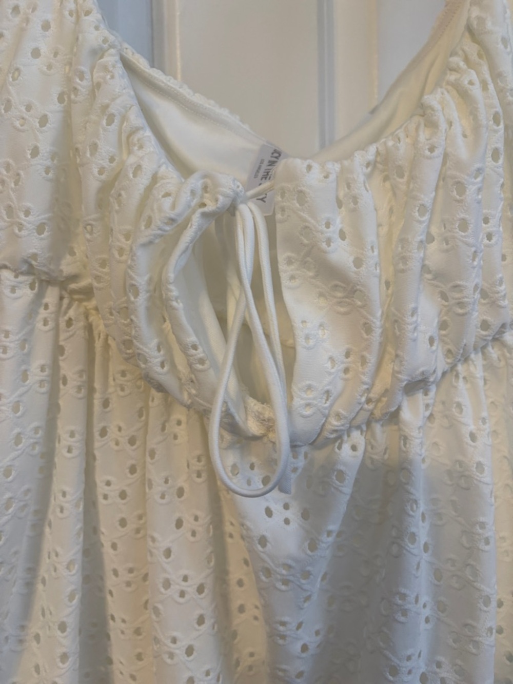 Lucy in the Sky Eyelet Girly Cottagecore Mini White Dress - Picture 7 of 12
